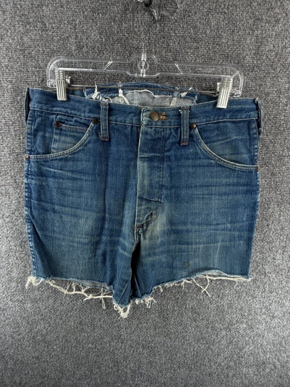 VTG Wrangler Bluebell Jorts Cutoff Denim Shorts 409 UK Made Cotton ACTL 33X3.5